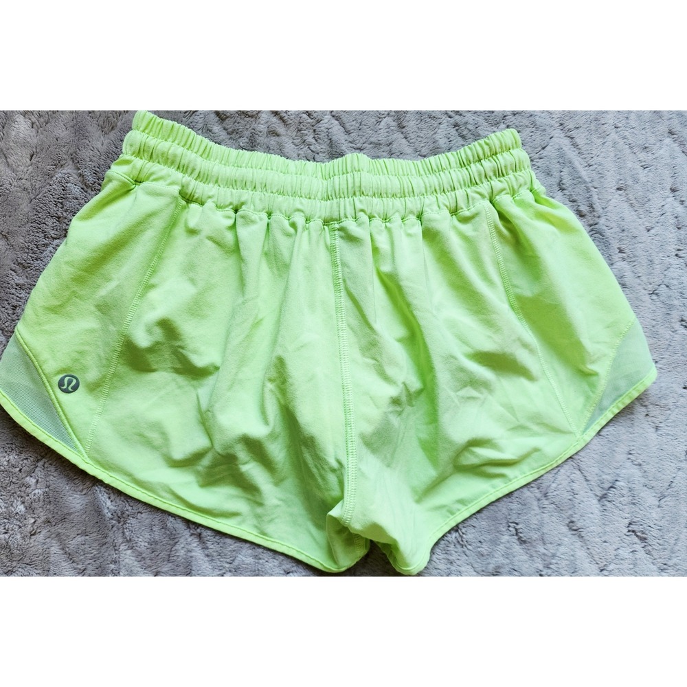 Lululemon Hotty Hot Lined Shorts Neon Lime Green Womens Size 6 Reg